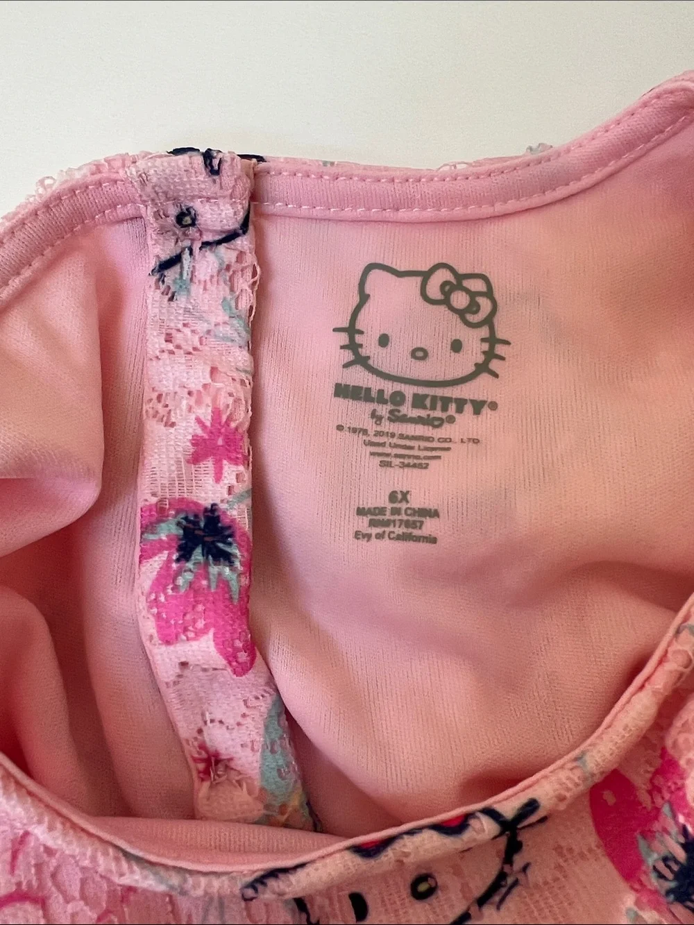Hello Kitty Pink Lace Fit-and-Flare Dress with Bow 6X